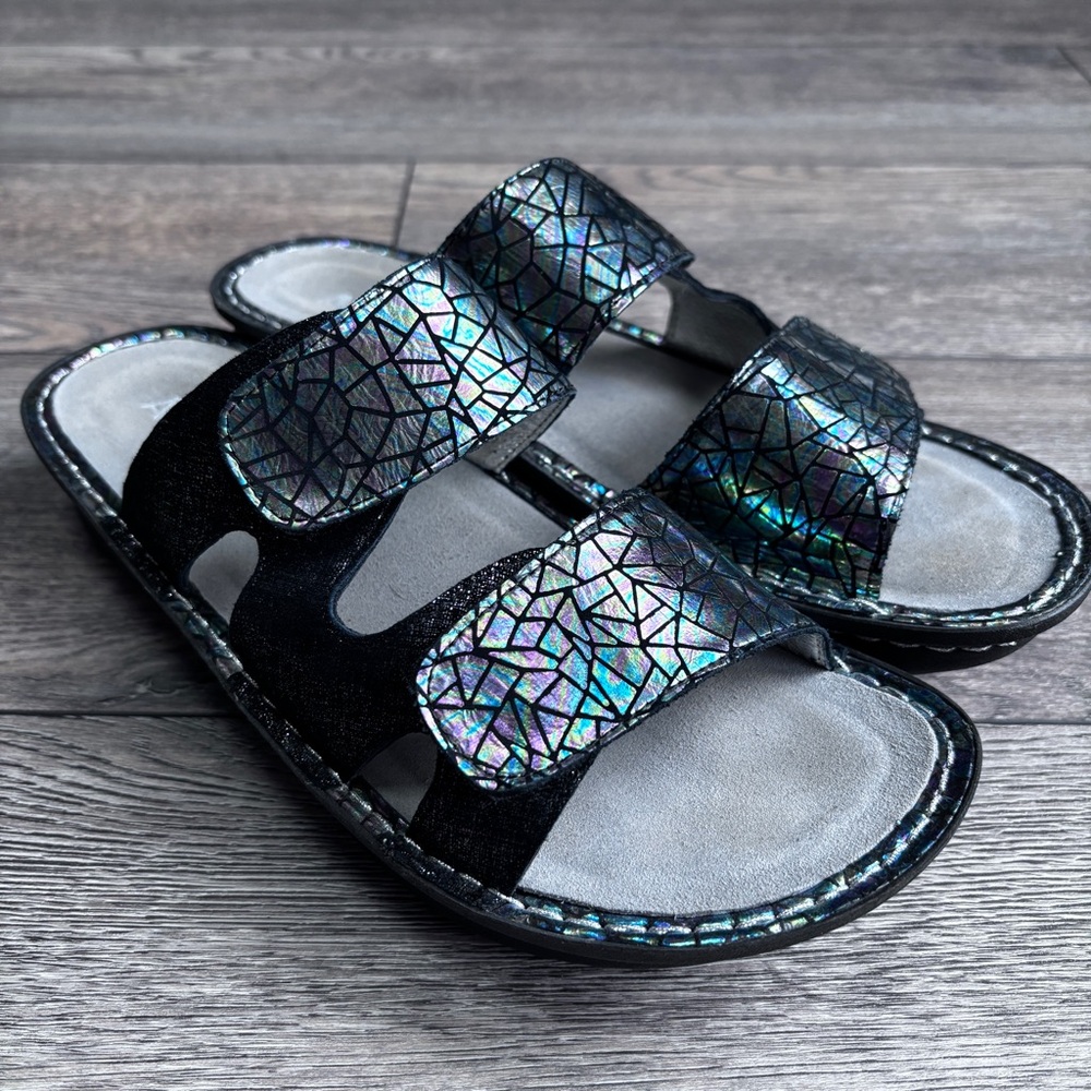 Alegria Camille Tectonic Slides Sandals Metallic Sz 42 (US 11.5-12)